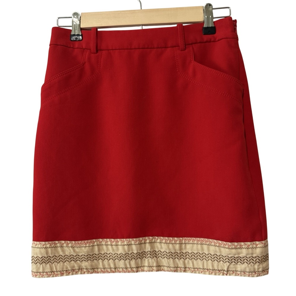 Banana Republic Side Slit Red Skirt Size 0 Pockets Inside Lining